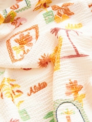 Ecru Postcard Print Short Sleeve Tie Front Jumpsuit - Image 5 of 5