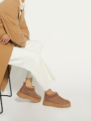 Dune London Brown Pod Faux Fur Lined Cropped Ankle Boots - Image 1 of 6