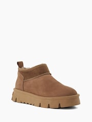 Dune London Brown Pod Faux Fur Lined Cropped Ankle Boots - Image 4 of 6
