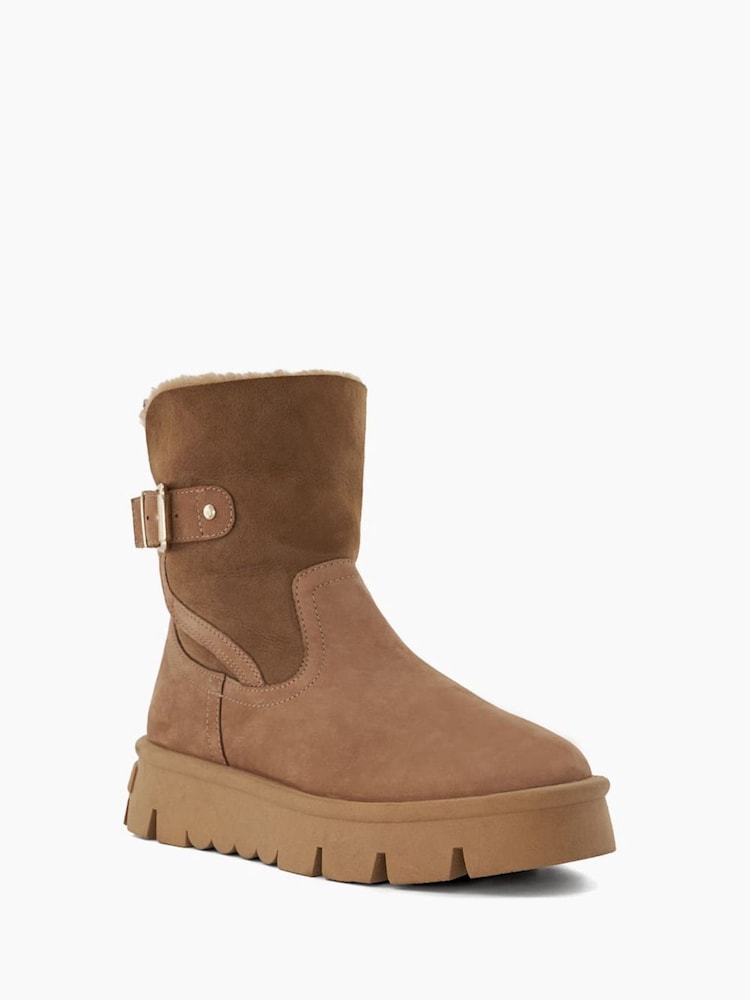 Dune London Brown Chrome Pheebs Faux Fur Lined Buckle Boots - Image 2 of 5