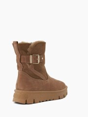 Dune London Brown Chrome Pheebs Faux Fur Lined Buckle Boots - Image 3 of 5