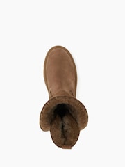 Dune London Brown Chrome Pheebs Faux Fur Lined Buckle Boots - Image 4 of 5