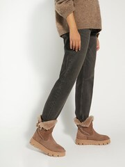 Dune London Brown Chrome Pheebs Faux Fur Lined Buckle Boots - Image 5 of 5