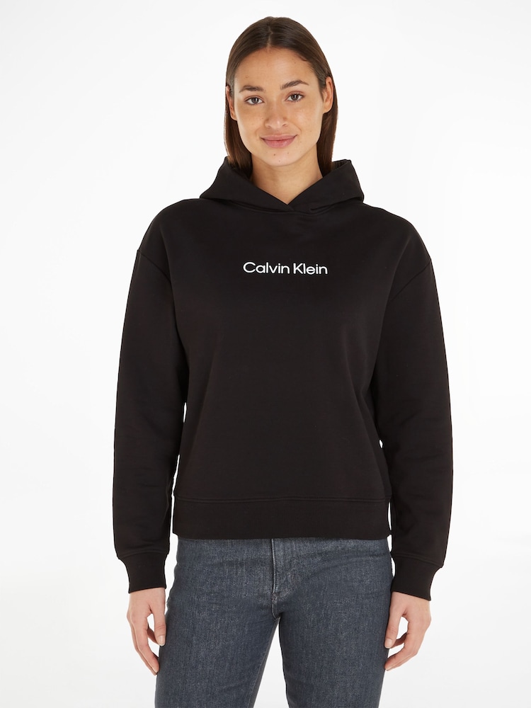 Calvin Klein Black 100% Cotton Hero Logo Hoodie - Image 1 of 5