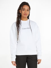 Calvin Klein White Hero Logo 100% Cotton Sweatshirt - Image 1 of 5