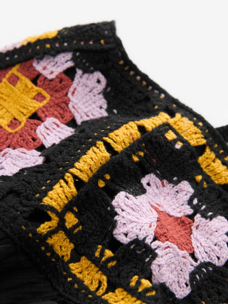 Black/Yellow Crochet Detail Maxi Dress - Image 7 of 7 Black/Yellow Crochet Detail Maxi Dress - Image 7 of 7