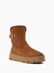 Dune London Brown Pheebs Faux Fur Lined Buckle Boots - Image 3 of 6