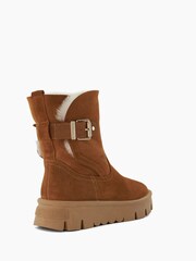 Dune London Brown Pheebs Faux Fur Lined Buckle Boots - Image 4 of 6