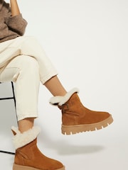 Dune London Brown Pheebs Faux Fur Lined Buckle Boots - Image 6 of 6