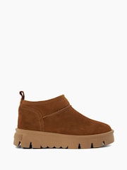Dune London Dark Brown Pod Faux Fur Lined Cropped Ankle Boots - Image 1 of 6