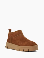 Dune London Dark Brown Pod Faux Fur Lined Cropped Ankle Boots - Image 4 of 6