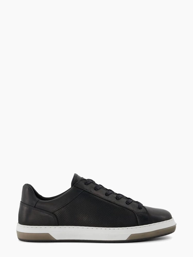 Dune London Black Tie Perf Detail Trainers - Image 1 of 5