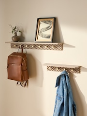 Natural Valencia Wall Shelf and Hooks - Image 1 of 5
