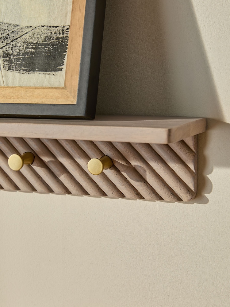 Natural Valencia Wall Shelf and Hooks - Image 2 of 5