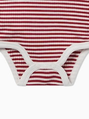 Mori Red Stripe Organic Cotton Long Sleeve Envelope Neckline Bodysuit - Image 6 of 6