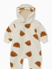 Mori Cream Teddy Bear Recycled Sherpa Pramsuit - Image 3 of 5