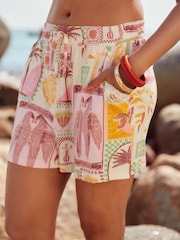 Ecru Postcard Print Elasticated Waist Jersey Shorts - Image 3 of 5