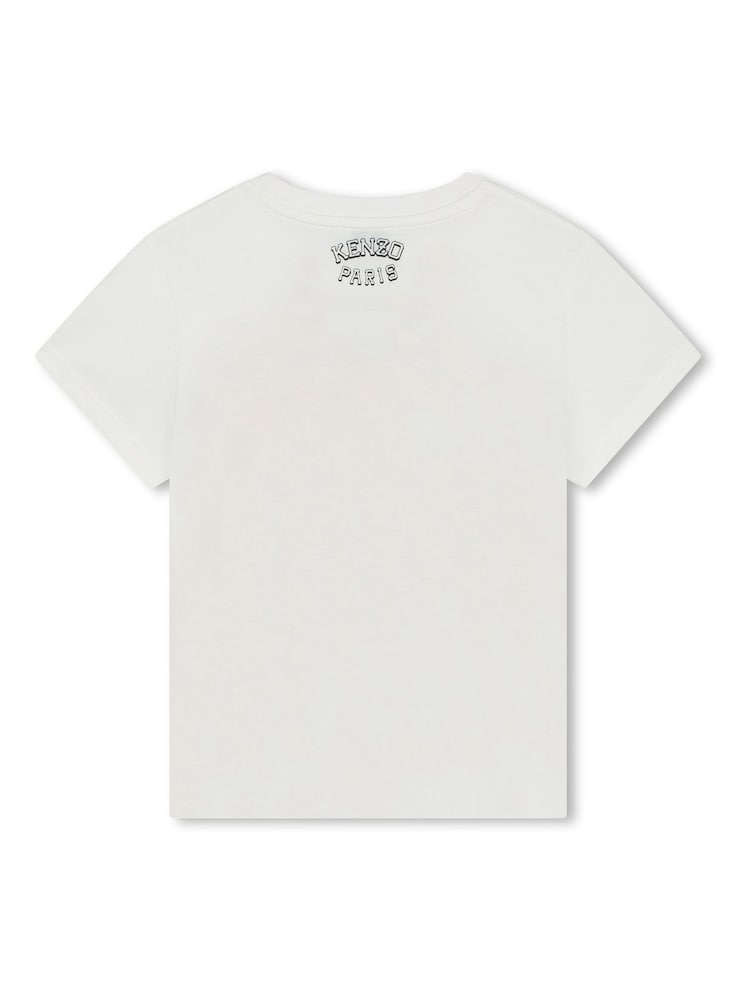 KENZO KIDS Kurzärmeliges T-Shirt mit Tiger und Logo im College-Stil, Creme - Bild 2 von 2