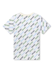 KENZO KIDS Cream All Over Logo Print Short Sleeve T-Shirt - Image 2 of 2