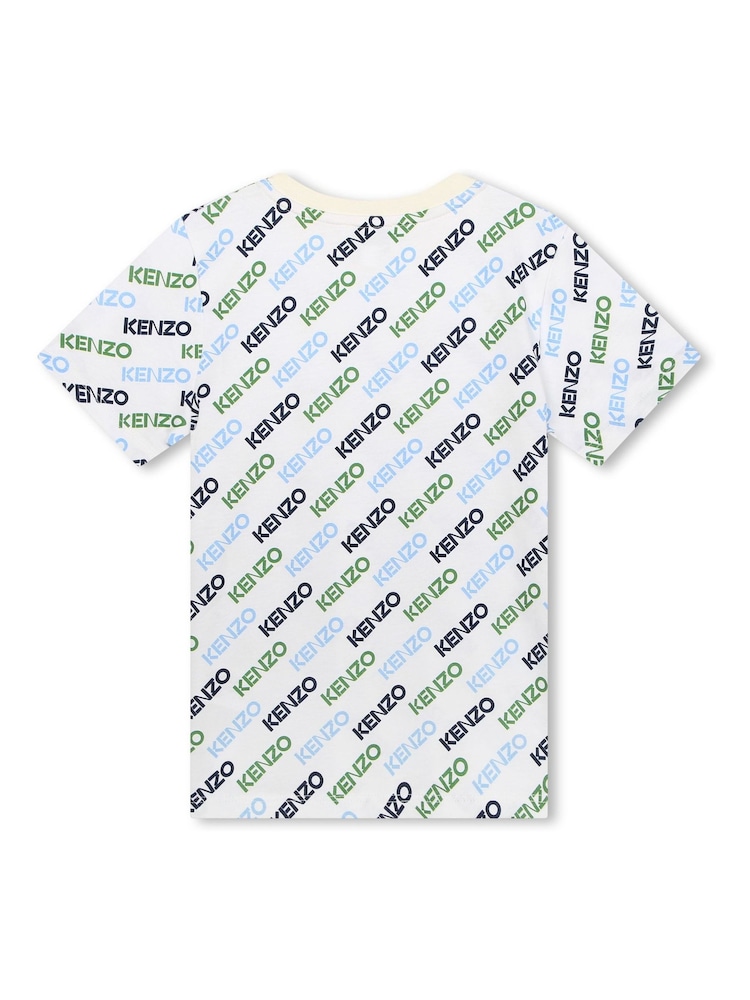 KENZO KIDS Cream All Over Logo Print Short Sleeve T-Shirt - Image 2 of 2