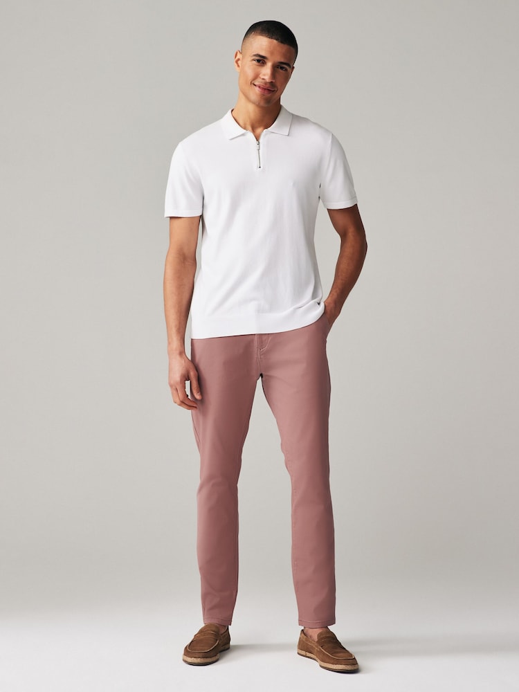 Pink Skinny Fit Stretch Chino Trousers - Image 2 of 9 Pink Skinny Fit Stretch Chino Trousers - Image 2 of 9