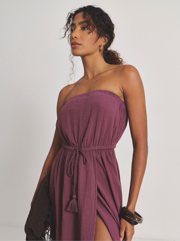 Simply Be Purple Bandeau Beach Dress - Image 2 of 4
