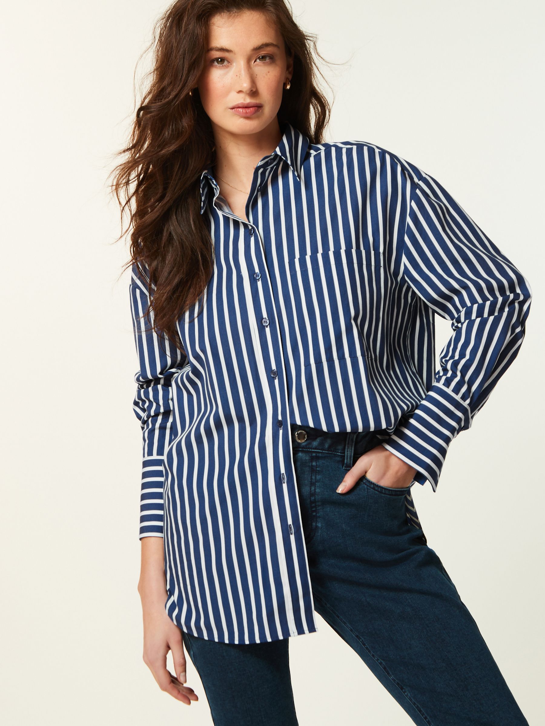 Buy Cobalt Blue Stripe Oversized Shirt from the Next UK online shop