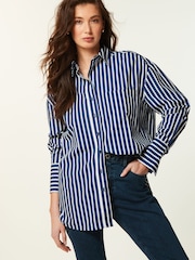 Cobalt Blue Stripe Oversized Shirt - Image 2 of 6