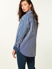 Cobalt Blue Stripe Oversized Shirt - Image 3 of 6