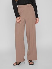 VILA Tan Brown High Waisted Pinstripe Wide Leg Smart Trousers - Image 1 of 6