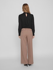 VILA Tan Brown High Waisted Pinstripe Wide Leg Smart Trousers - Image 2 of 6