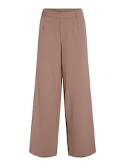 VILA Tan Brown High Waisted Pinstripe Wide Leg Smart Trousers - Image 5 of 6