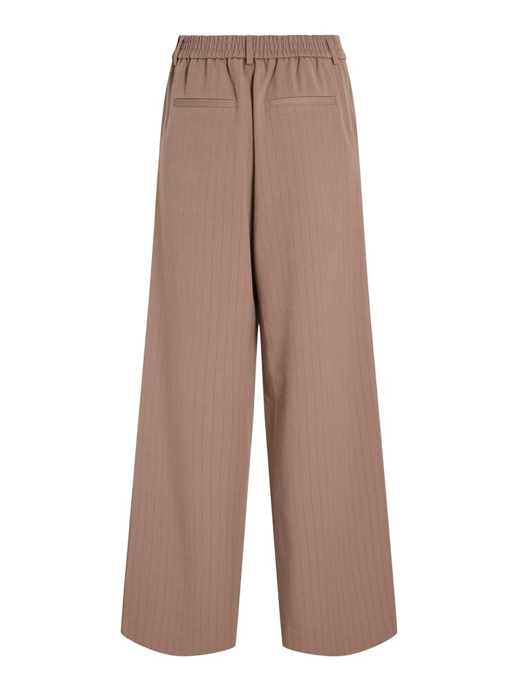 VILA Tan Brown High Waisted Pinstripe Wide Leg Smart Trousers - Image 6 of 6