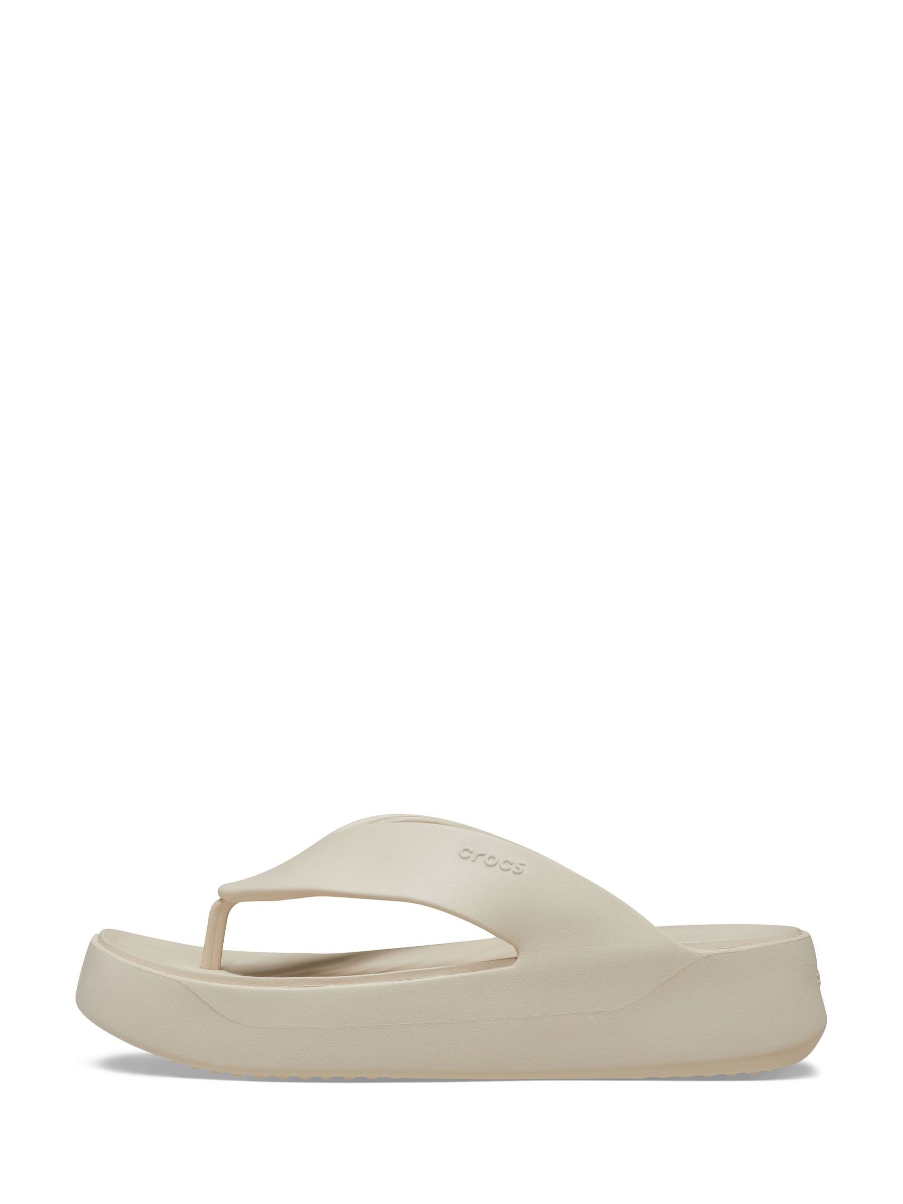 フラットシューズ Classic Platform Sandals - Crocs - Thermoplastic - Beige Crocs Classic Platform Slide Bone Beige Women Casual Sandals
