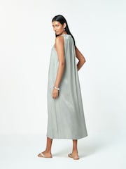 Silver Sleeveless Column V-Neck Midi Dress - Image 4 of 12