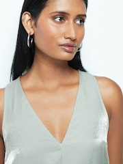 Silver Sleeveless Column V-Neck Midi Dress - Image 5 of 12