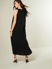 Black Sleeveless Column V-Neck Midi Dress - Image 2 of 6