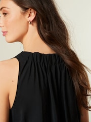 Black Sleeveless Column V-Neck Midi Dress - Image 4 of 6