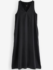 Black Sleeveless Column V-Neck Midi Dress - Image 5 of 6
