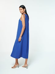 Cobalt Blue Sleeveless Column V-Neck Midi Dress - Image 3 of 6