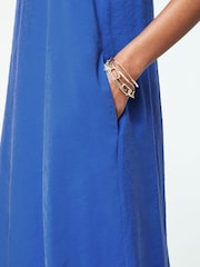 Cobalt Blue Sleeveless Column V-Neck Midi Dress - Image 4 of 6