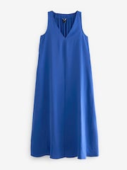 Cobalt Blue Sleeveless Column V-Neck Midi Dress - Image 5 of 6