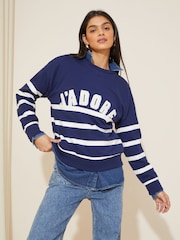 Marineblau/blau - Friends Like These langärmliges Sweatshirt mit Rundhalsausschnitt - Bild 4 von 4