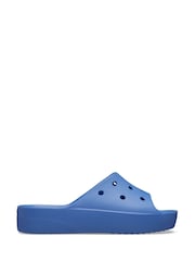 Crocs Blue Classic Platform Slide Sandals - Image 1 of 7