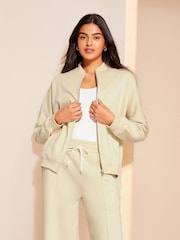 Friends Like These Camel Jersey Zip Front Bomber Sweatshirt - Image 1 of 4