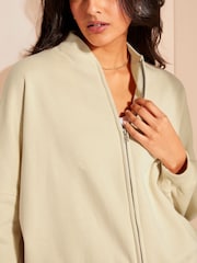 Friends Like These Camel Jersey Zip Front Bomber Sweatshirt - Image 2 of 4