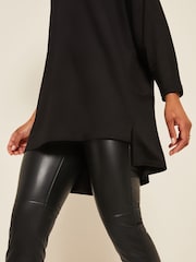 Friends Like These Black Petite Soft Jersey Long Sleeve Slash Neck Tunic Top - Image 4 of 4