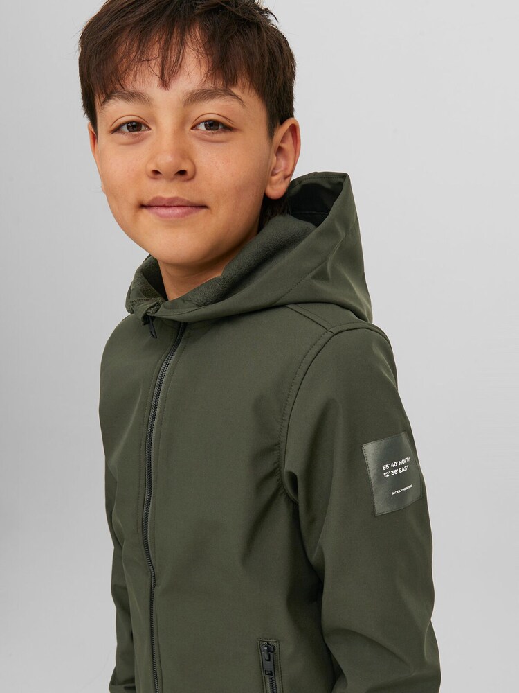 Zielony - Czarna kurtka softshell Jack & Jones Junior z kapturem - Image 4 of 5