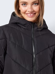NOISY MAY Black Longline Padded Quilted Hooded Coat - Image 5 of 6