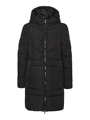 NOISY MAY Black Longline Padded Quilted Hooded Coat - Image 6 of 6